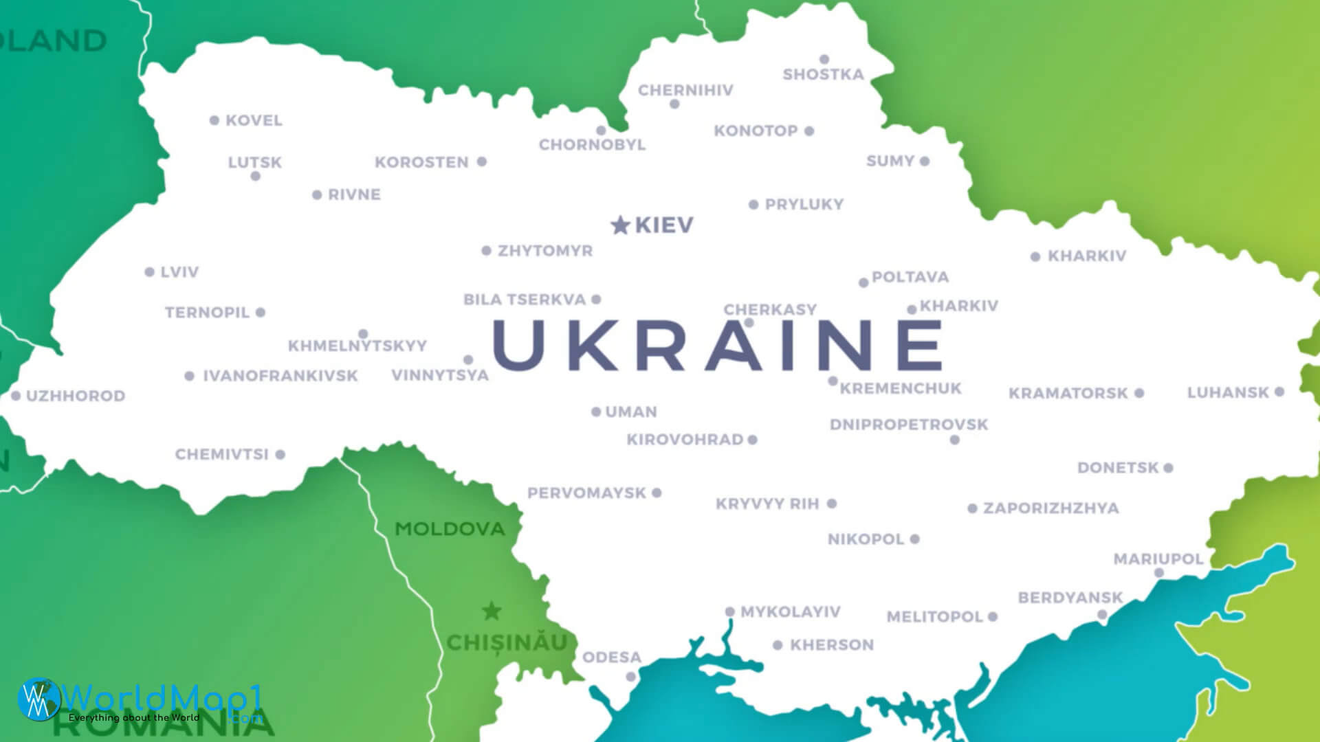 Ukraine Major Cities Map